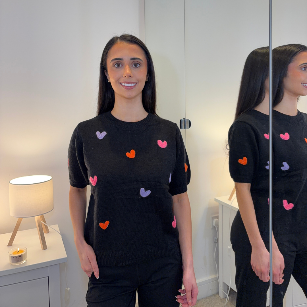 Black Heart Detail Knit