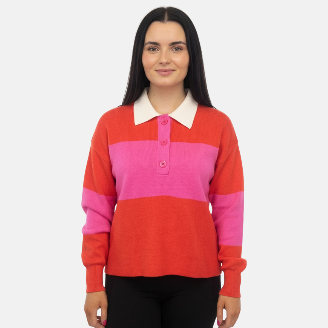 Orange/Pink Collared Stripe Knit