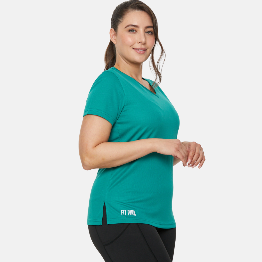 Lightweight Sports T-Shirt V-Neck Teal