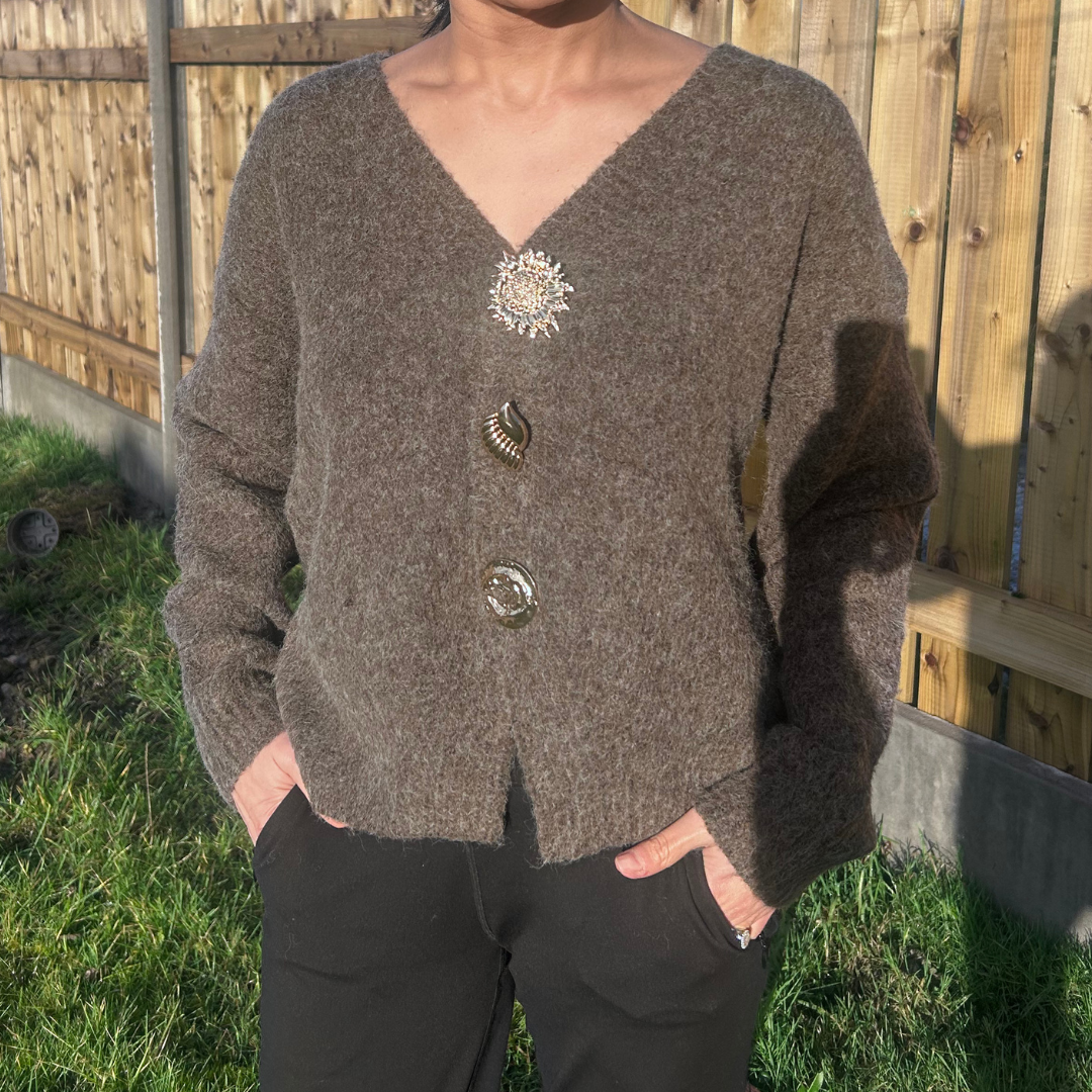 Brown Feature Button Jumper