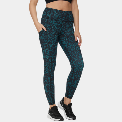 Elevate Gym Leggings - Teal Black Animal