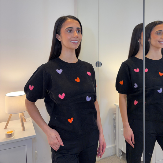 Black Heart Detail Knit