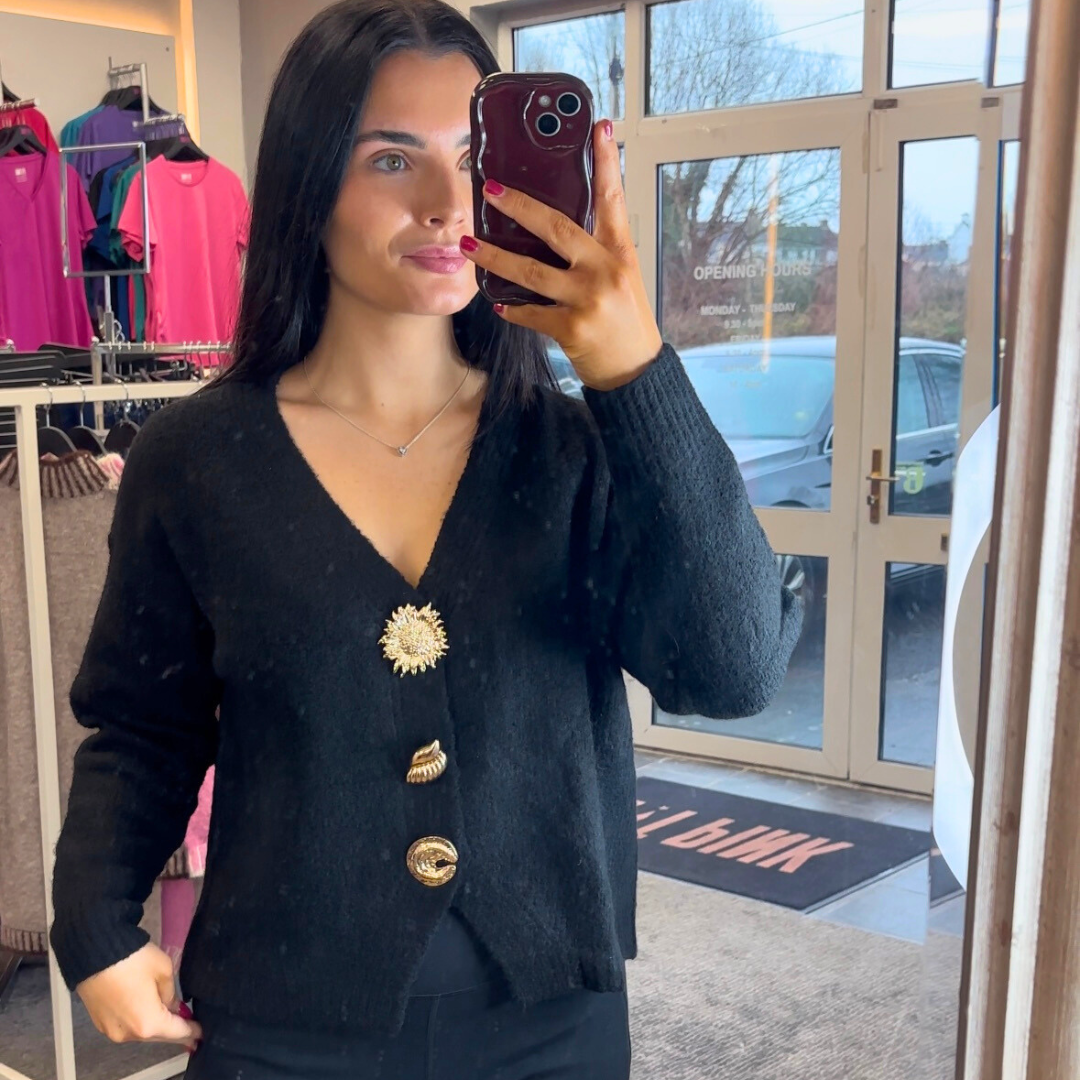 Black Feature Button Jumper