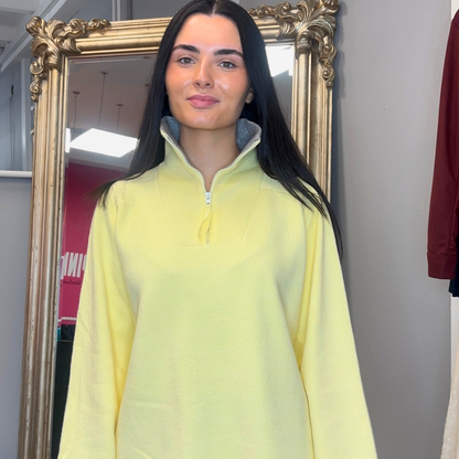 Lemon/Grey Half Zip Knit