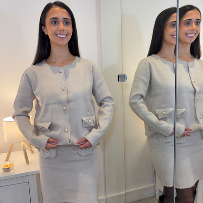 Beige Frayed Edge 2 Piece Set