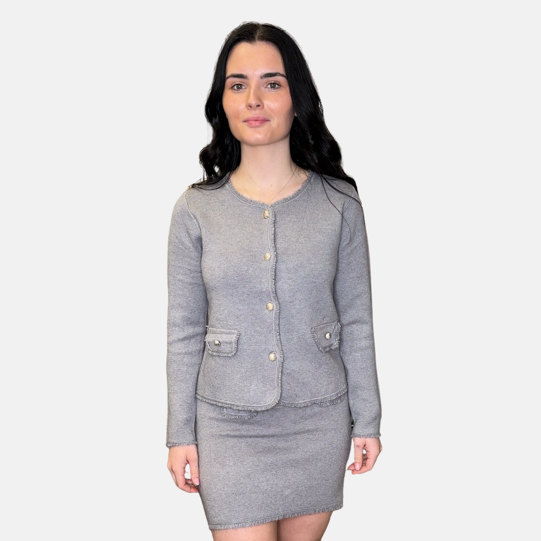 Grey Frayed Edge 2 Piece Set
