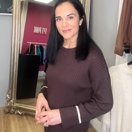 Brown Ribbed 2 Piece Set