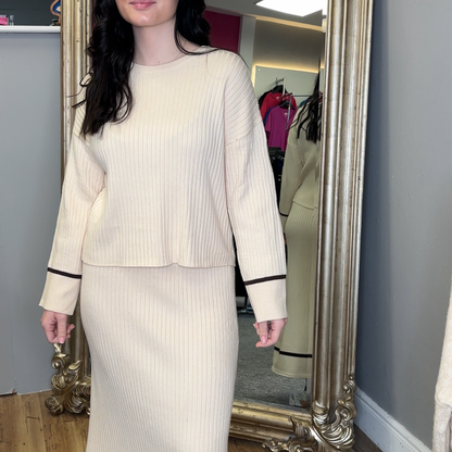 Cream Ribbed 2 Piece Set