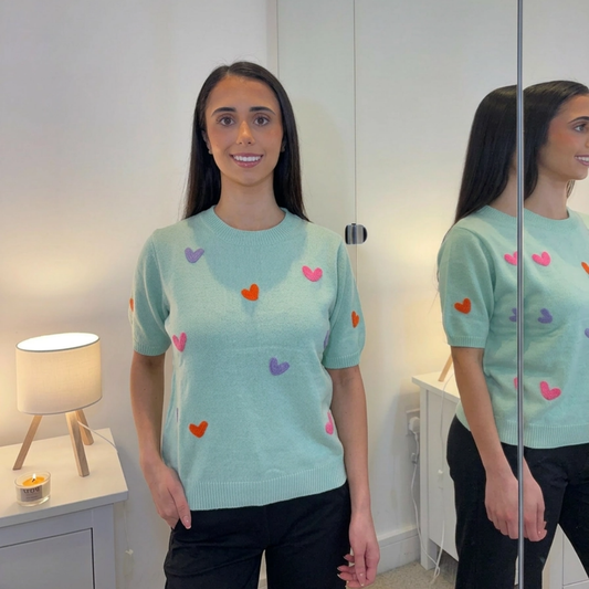 Mint Heart Detail Knit