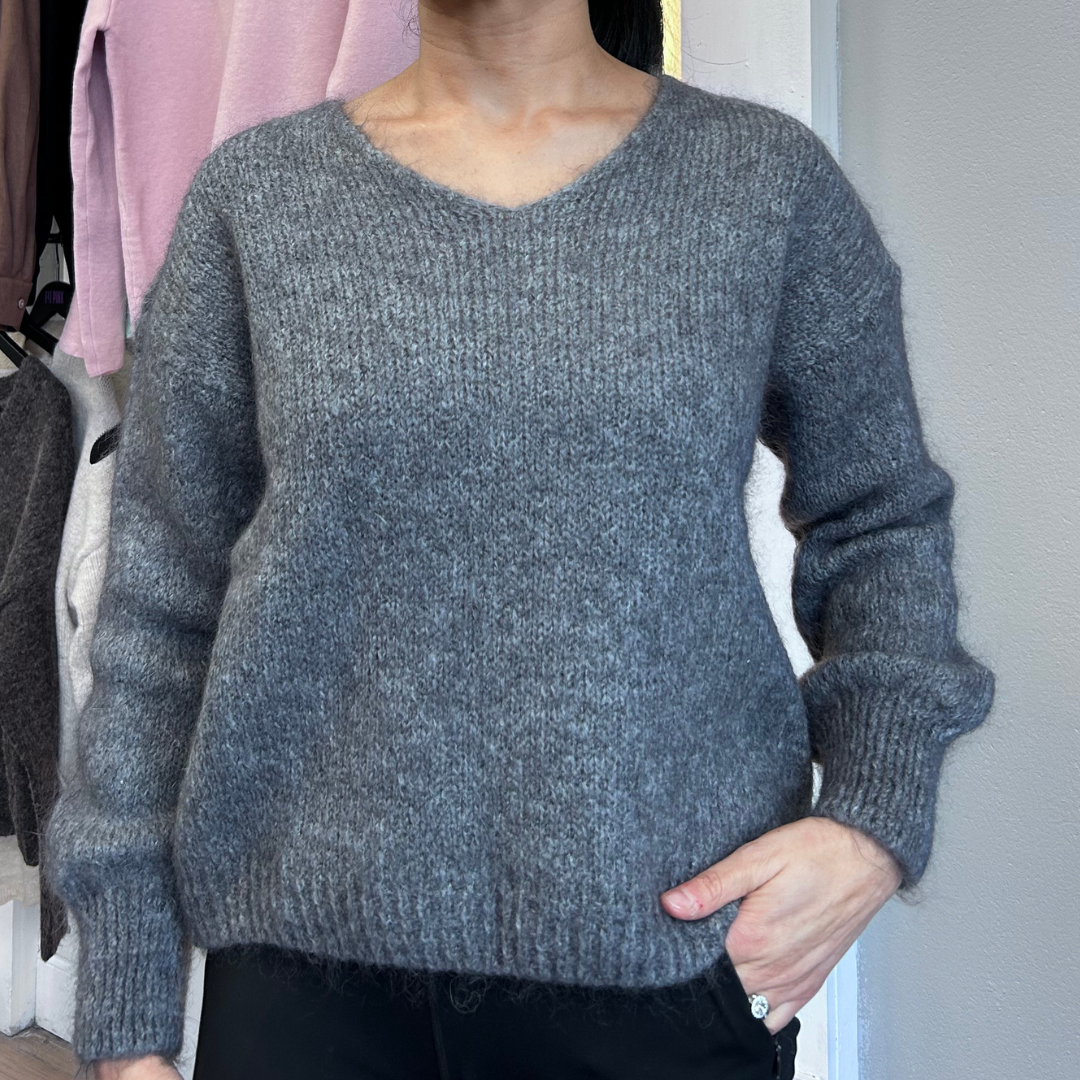 Grey Mohair Wool Mix