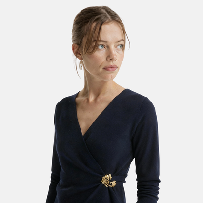 Navy Wrap Top