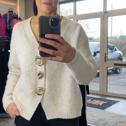 Beige Feature Button Jumper