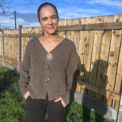 Brown Feature Button Jumper