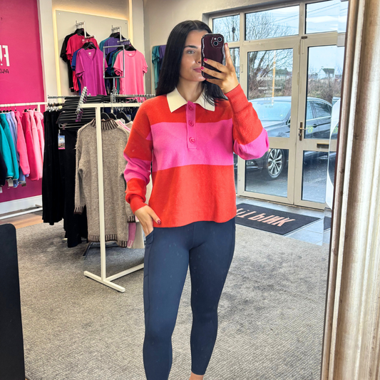 Orange/Pink Collared Stripe Knit