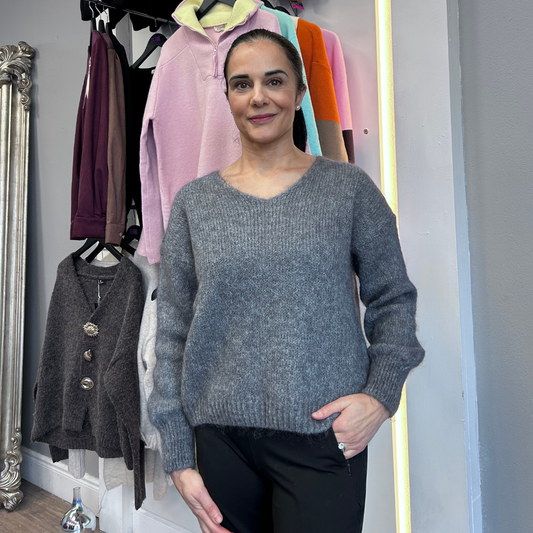 Grey Mohair Wool Mix