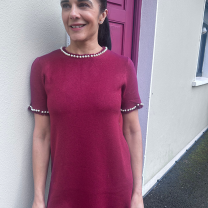 Burgundy Pearl Shift Dress