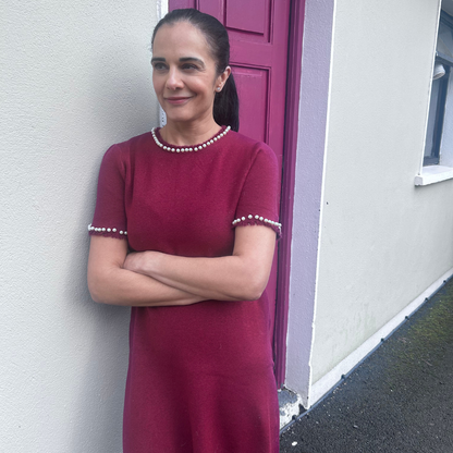 Burgundy Pearl Shift Dress