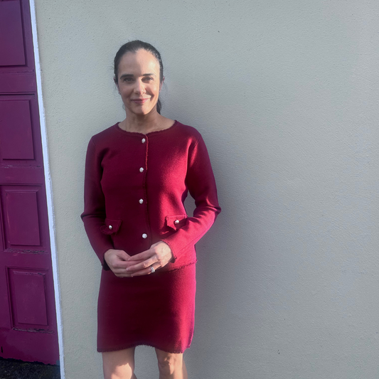 Burgundy Frayed Edge Co-ord