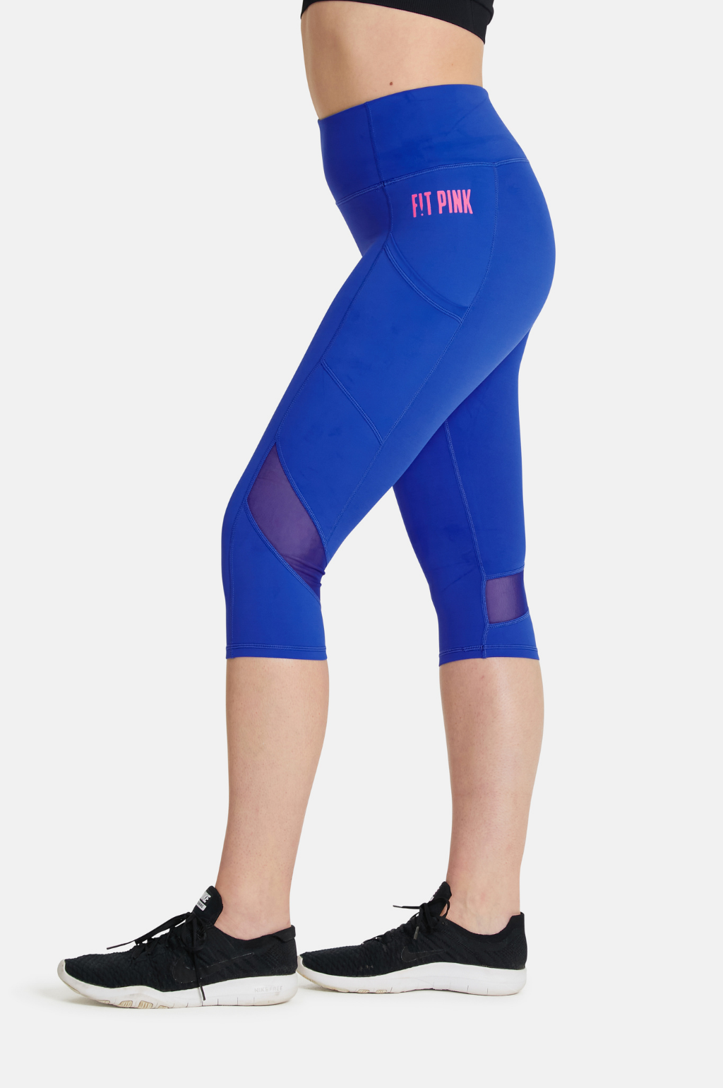 Cropped Sports Leggings with Deep Side Pockets in Bright Blue