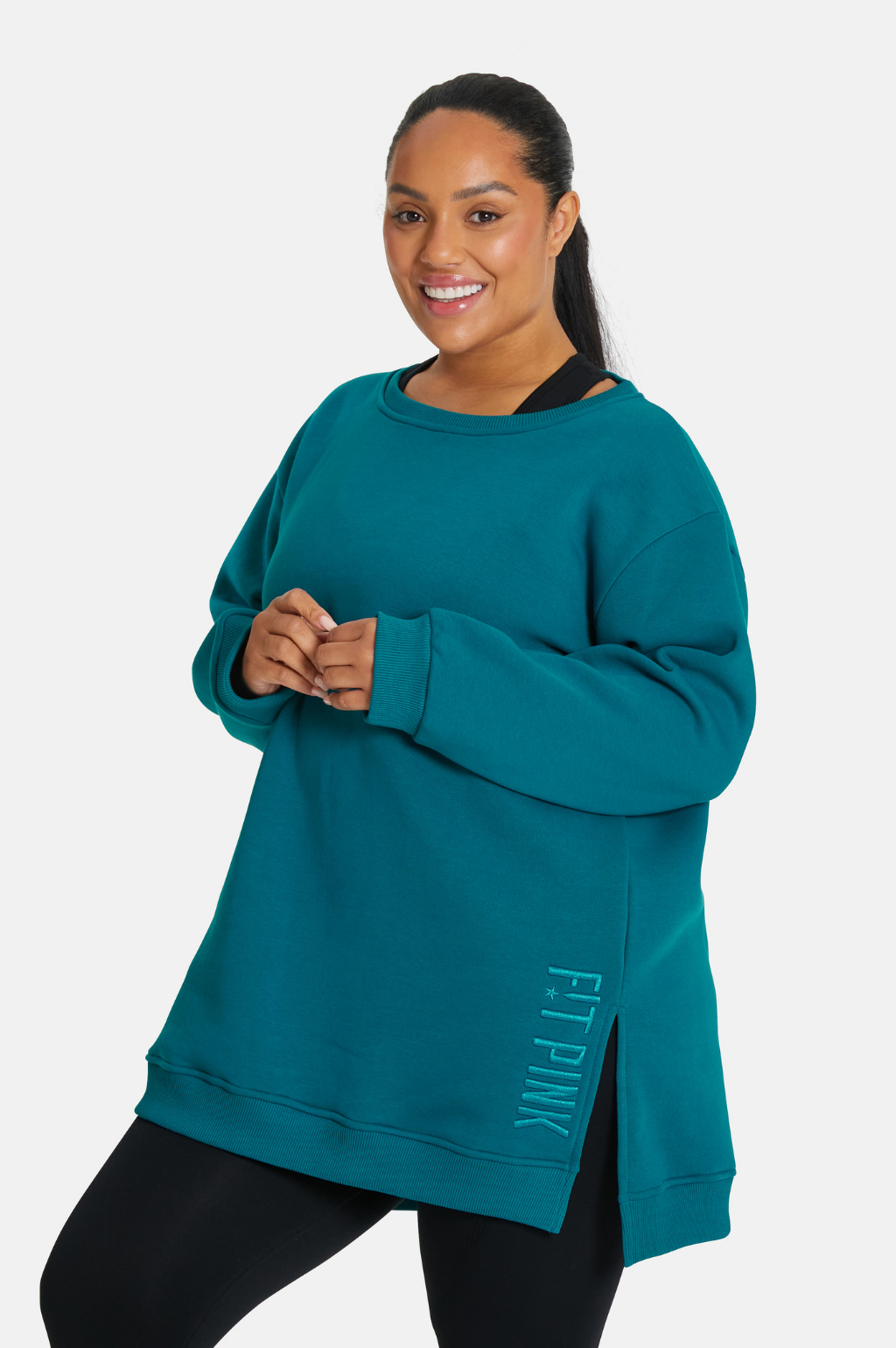 FitPink Crew Neck Sweatshirt in Turquoise