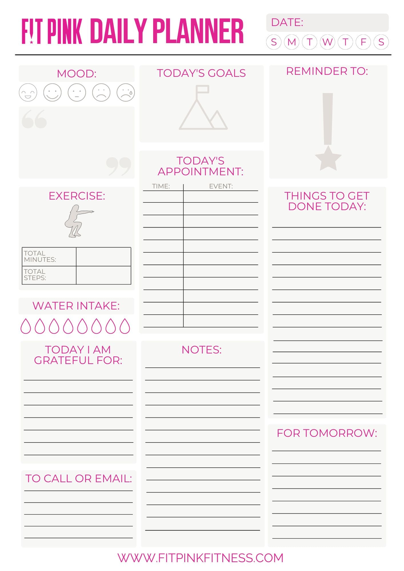 FitPink Daily Planner